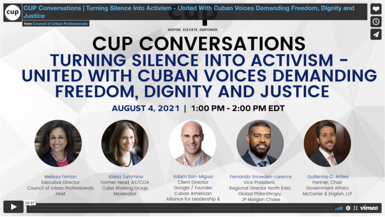 CUP Conversations – Turning Silence Into Activism – United With Cuban Voices Demanding Freedom, Dignity and Justice